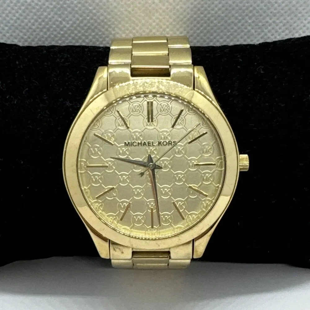 Michael Kors Slim Runway MK3335 Women's Gold Tone Analog Dial Wrist Watch JNA625